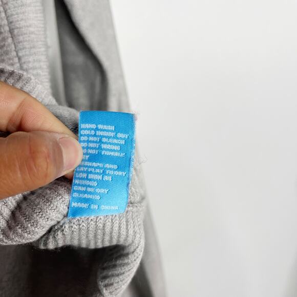 J McLaughlin Small S Gray Cotton Cashmere Crew Neck Pullover Sweater Stitch - Picture 7 of 7